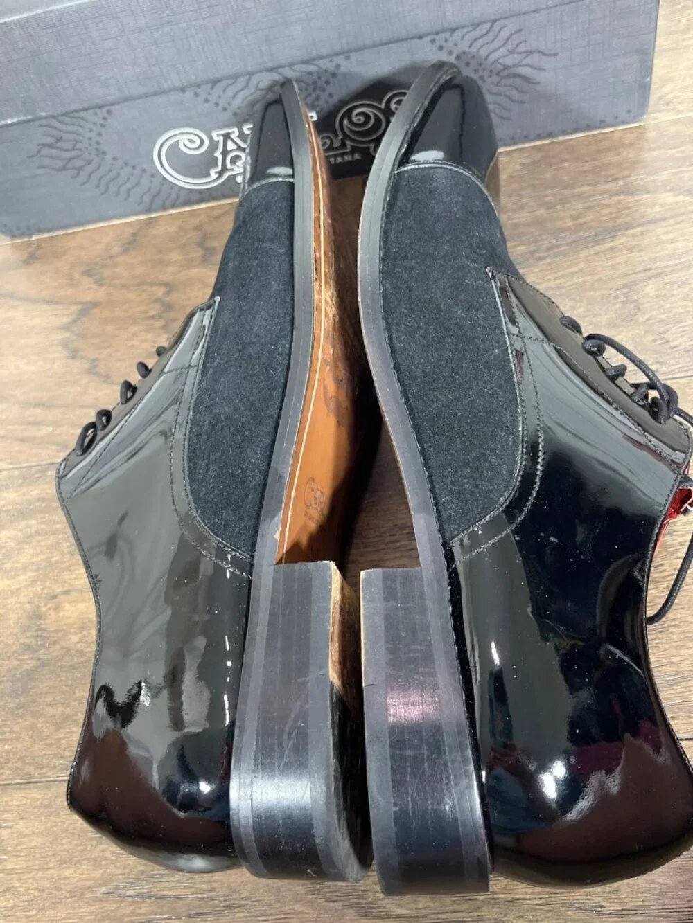 CARLOS BY CARLOS SANTANA West Cap-Toe Leather Derby Black Sz 14D EUC
